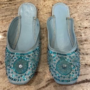 Blue leather Ethnic slippers size 8.5